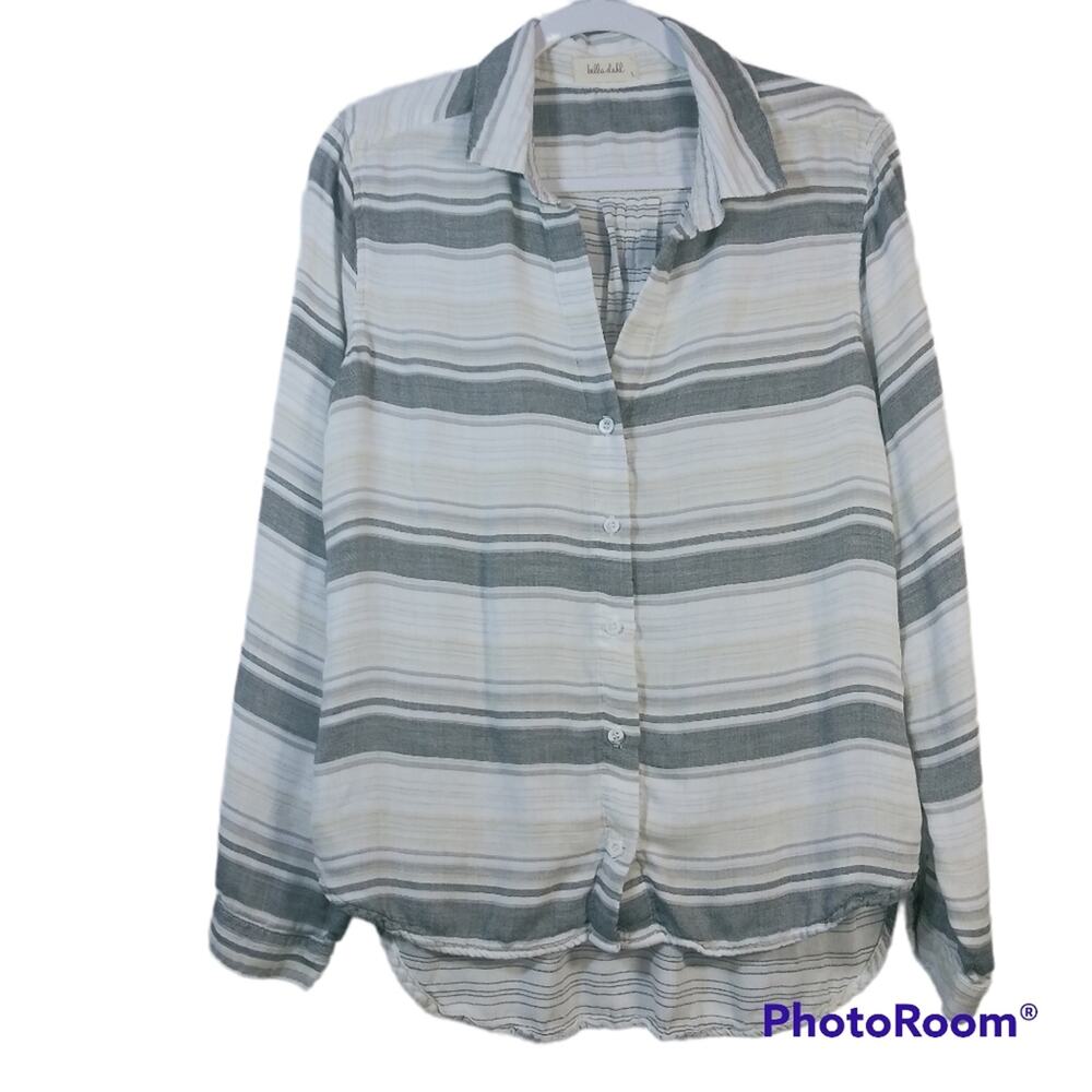 Bella Dahl Cream Tan Stripe Button Up Size L